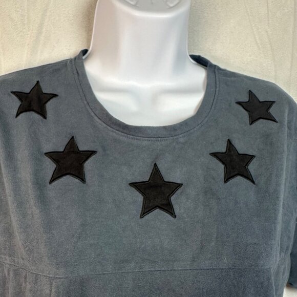 Loyalty & Faith Gray Short Sleeve Patriotic Star Patch Crewneck T-Shirt Men's L - Picture 5 of 7